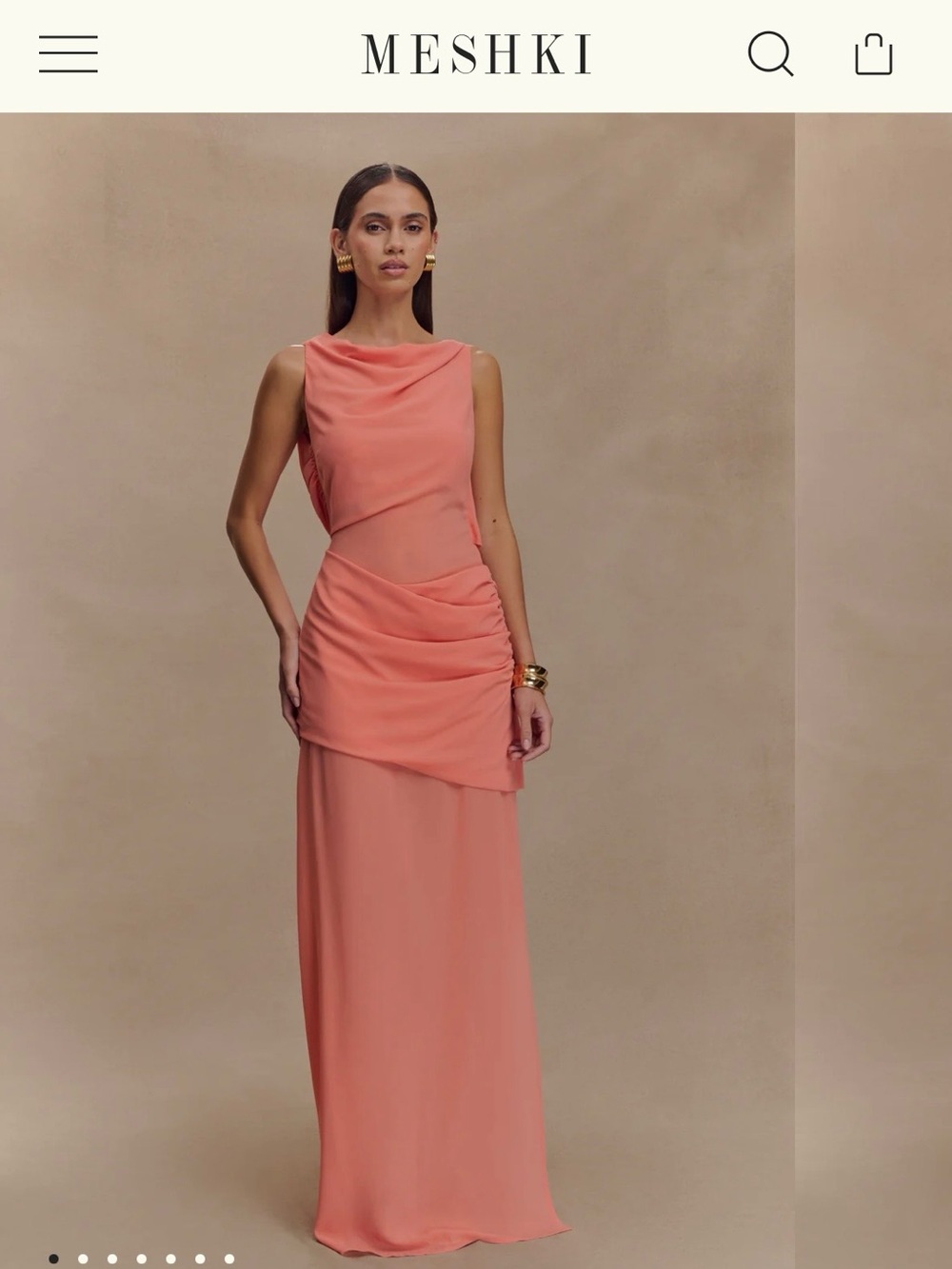MESHKI Daria Chiffon Coral Dress